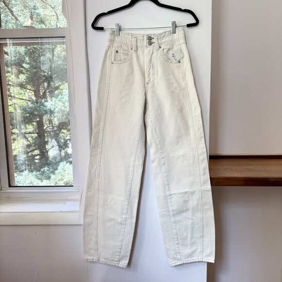 NWT Free People Aster Straight Leg Jeans We The Free in Cream - Picture 5 of 14